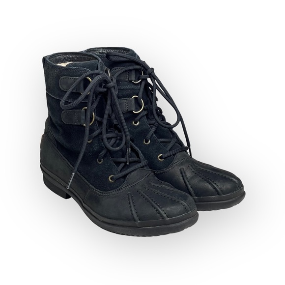 UGG Australia ✪ Azaria Waterproof Biker Boots ✪ Black Leather ✪ Size 8 8.5 39 ✪ - Picture 9 of 16